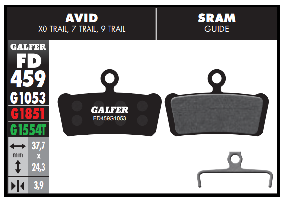 PASTILLAS FRENO BICICLETA GALFER PRO S SRAM GUIDE / AVID XO TRAIL